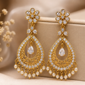 E-11 Pearl Brass Chandbali Earring